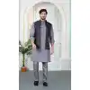 Grey Art Banarasi Silk Men Kurta Pajama Plus Size - 217494