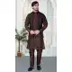 Brown Men Kurta Pajama in Art Banarasi Silk - 217495