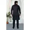 Black Art Banarasi Silk Men Kurta Pajama Plus Size - 217496