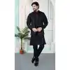 Black Art Banarasi Silk Men Kurta Pajama Plus Size - 217496