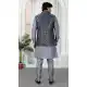 Men Grey Art Banarasi Silk Kurta Pajama Set - 217497