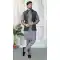 Men Grey Art Banarasi Silk Kurta Pajama Set - 217497