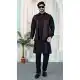 Black Men Kurta Pajama in Art Banarasi Silk - 217498