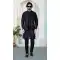 Men Black Kurta Pajama in Art Banarasi Silk - 217500