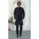 Men Black Kurta Pajama in Art Banarasi Silk - 217500