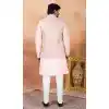Men Pink Kurta Pajama in Art Banarasi Silk Plus Size - 217502