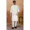Off White Art Banarasi Silk Kurta Pajama for Men - 217503