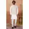 Men Off White Kurta Pajama in Art Banarasi Silk - 217504