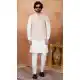 Men Off White Kurta Pajama in Art Banarasi Silk - 217504
