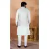 Off White Men Kurta Pajama in Art Banarasi Silk Plus Size - 217505