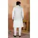 Off White Men Art Banarasi Silk Kurta Pajama - 217505