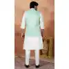 Men Kurta Pajama in Off White Art Banarasi Silk Plus Size - 217506