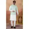 Men Kurta Pajama in Off White Art Banarasi Silk Plus Size - 217506