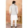 Art Banarasi Silk Off White Men Kurta Pajama Plus Size - 217507
