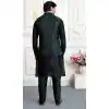 Men Black Art Banarasi Silk Kurta Pajama Set Plus Size - 217508