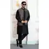 Black Kurta Pajama for Men in Art Banarasi Silk Plus Size - 217509