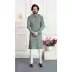 Green Embroidery Work Men Art Silk Kurta Pajama - 217543