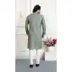 Green Embroidery Work Men Art Silk Kurta Pajama - 217543
