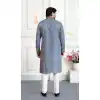 Buy Grey Embroidery Art Silk Men Kurta Pajama Plus Size - 217544