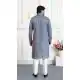 Grey Art Silk Kurta Pajama with Embroidery Design for Men - 217544