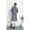 Grey Art Silk Kurta Pajama with Embroidery Design for Men - 217544