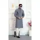 Grey Art Silk Kurta Pajama with Embroidery Design for Men - 217544