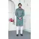 Green Digital Print Art Silk Kurta Pajama for Men - 217547