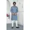 Blue Men Kurta Pajama with Art Silk Digital Print - 217548
