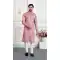 Onion Color Men Art Silk Kurta Pajama with Print Work - 217549