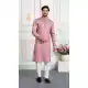 Onion Color Men Art Silk Kurta Pajama with Print Work - 217549