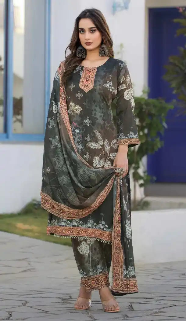 Grey Chinon Party Wear Salwar Suit for Women - 217608