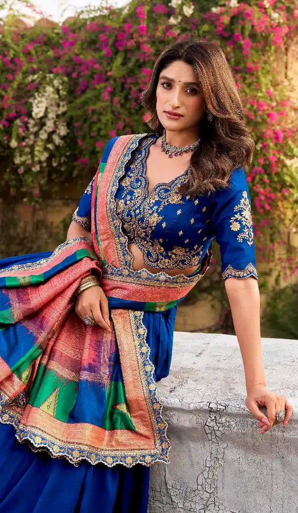 Royal Blue Lehenga Choli with Sequins Work - 217596