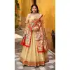 Buy Cream Silk Paithani Plus Size Lehenga Choli with Zari Work - 217647