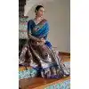 Shop Blue Banarasi Silk Plus Size Saree with Paithani Pallu - 217652