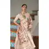 White Plus Size Banarasi Silk Saree with Zari Work - 217656