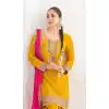 Shop Yellow Chinon Punjabi Suit Plus Size with Dabka Work - 217683