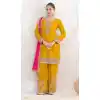 Shop Yellow Chinon Punjabi Suit Plus Size with Dabka Work - 217683