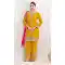 Yellow Chinon Punjabi Suit with Dabka Design - 217683