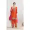 Orange Chinon Punjabi Suit with Beautiful Handwork - 217685
