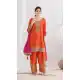 Orange Chinon Punjabi Suit with Beautiful Handwork - 217685