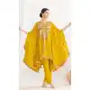 Buy Yellow Chinon Salwar Suit Plus Size with Floral Work - 217690