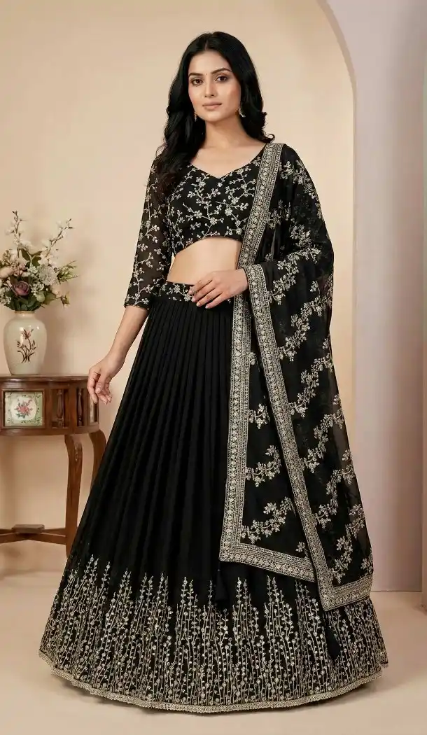 Black Party Wear Lehenga Choli for Women - 217760