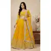 Shop Yellow Sequence Work Lehenga Choli Plus Size Online - 217765