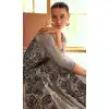 Shop Grey Embroidered Viscose Gown Plus Size for Women - 217774