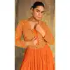 Orange Embroidered Gown Plus Size for Women Online - 217776