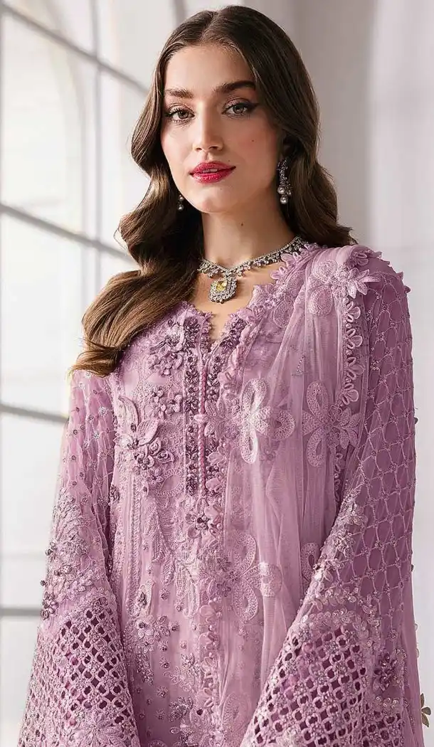 Women's Lavender Georgette Pakistani Suit - 217780