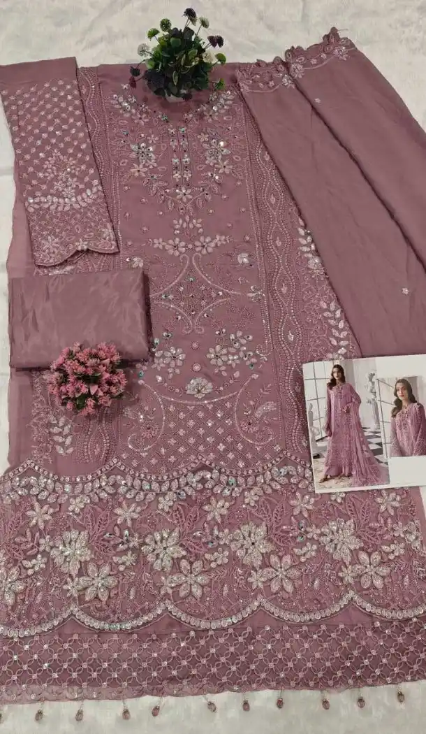 Women's Lavender Georgette Pakistani Suit - 217780