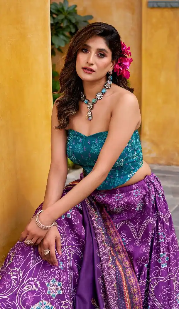 Purple Lehenga Choli with Beads & Gotta Patti - 217861