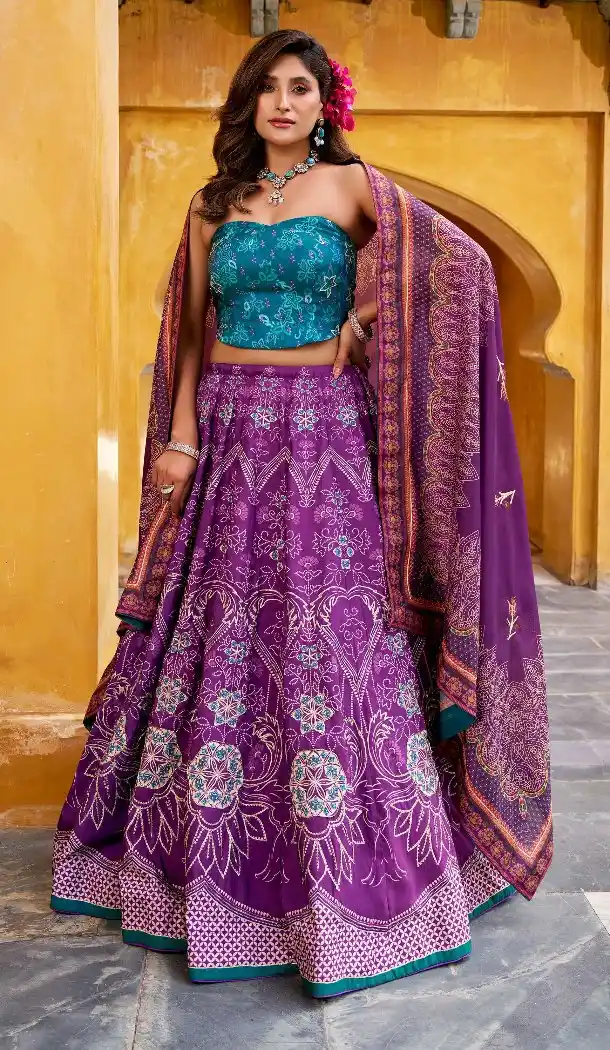 Purple Vaishali Silk Plus Size Lehenga Choli for Women Online - 217861