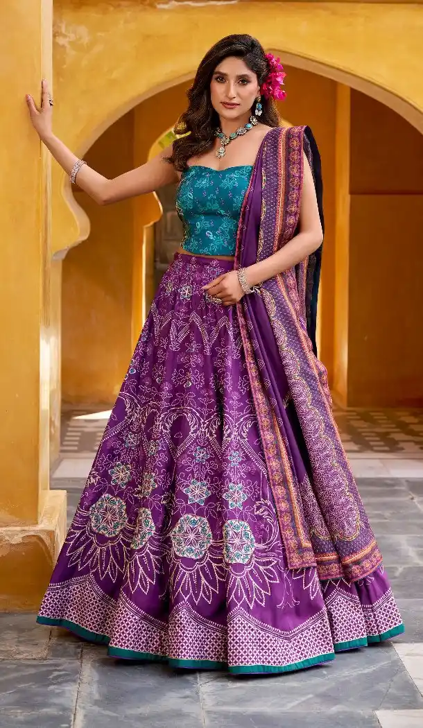 Purple Lehenga Choli with Beads & Gotta Patti - 217861